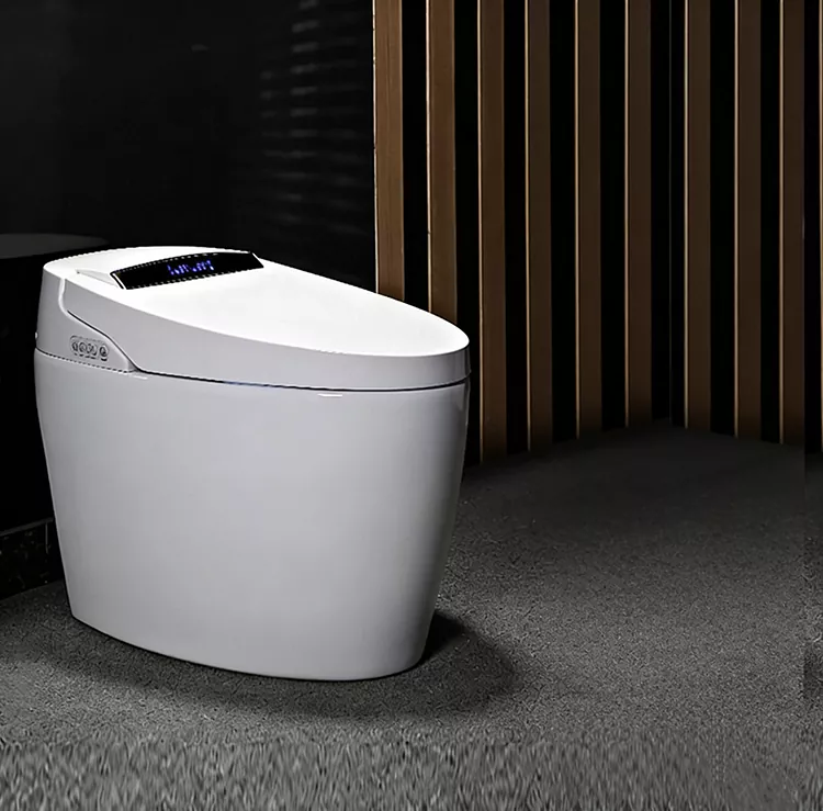 Fotmanövrerad flip-top smart toalett