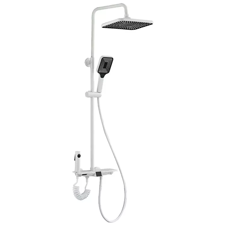 Vit termostatisk digital display duschset med sprutpistol Vit termostatisk digital display duschset med sprutpistol